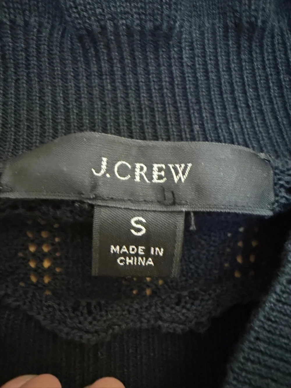 J.crew black 100% cotton ruffle neck semi sheer sweater size small